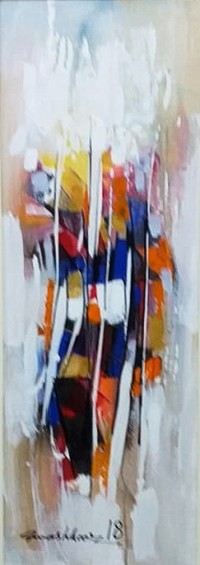 Mashkoor Raza, 12 x 36 Inch, Oil on Canvas, Abstract Painting, AC-MR-173